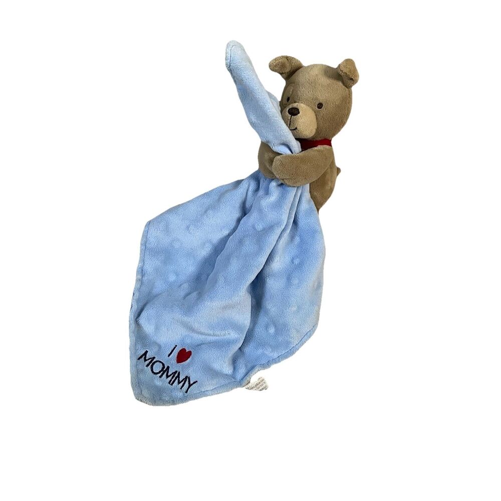 Carters Puppy Dog Lovey I Love Mommy Security Blanket Rattle Child of Mine Blue